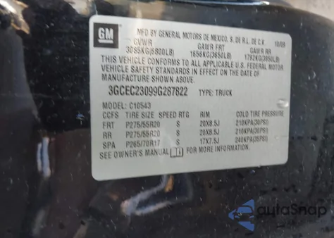 2009 Chevrolet Silverado 1500 Lt from USA, damaged, VIN 3GCEC23099G287822